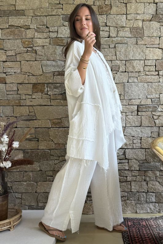 Rustic Nature Bubble Cotton Waterfall Jacket White 